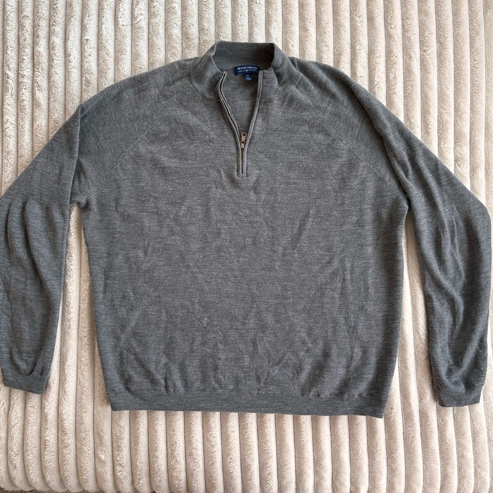 Peter Millar XL Gray Quarter-Zip Men's Sweater